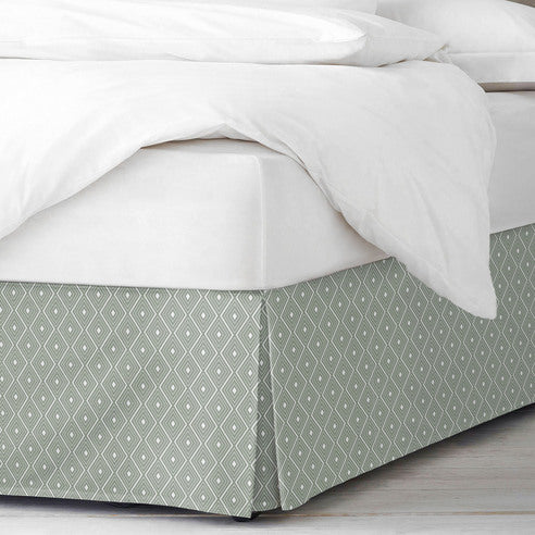 Samuel Diamond Bed Skirt Made in Canada – Sage, 100% Cotton Slub, Twin to King