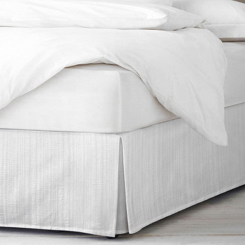 Payton Bed Skirt Made in Canada – White, Cotton Pick Stitched Texture, 18 inch Drop, Twin to King