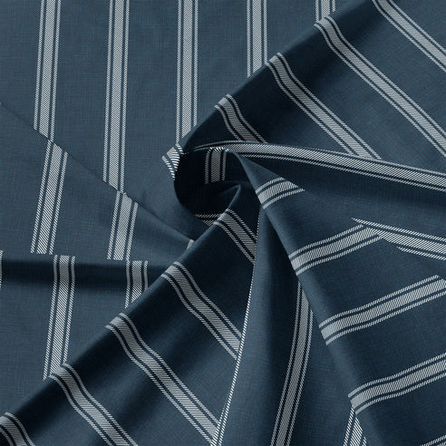 DARK DENIM  fabric with white stripes