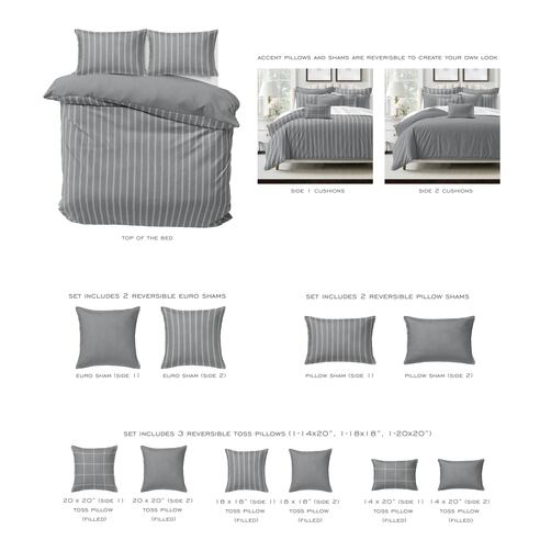 SHAY BROAD TICKING STRIPE DUVET COVER SET   MADE IN CANADA