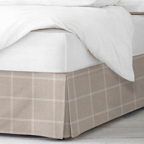 Shay Window Pane Bed Skirt Made in Canada –  Natural, 18 inch Drop, Twin to King
