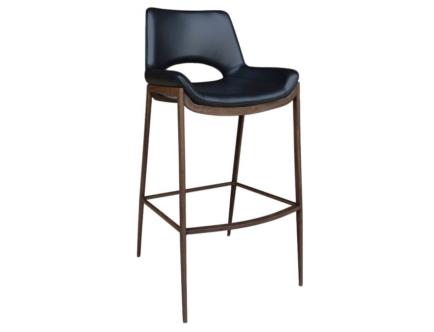 Icona 30 inch black and walnut bar stool front view – residential and commercial grade seating