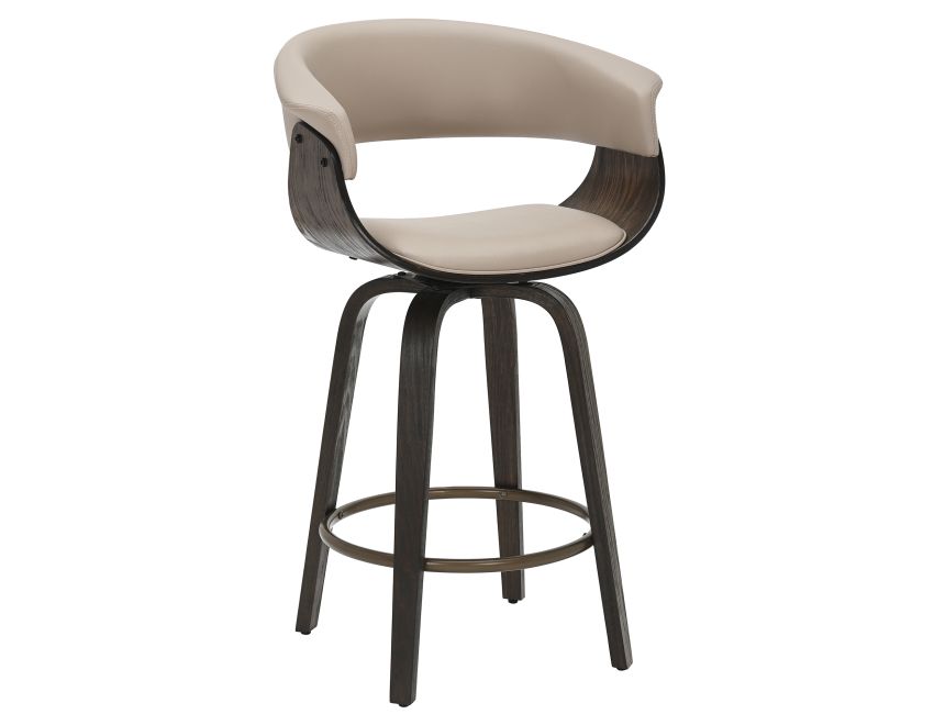 Holt 26" Counter Stool with Swivel, set of 2 in Mushroom and Walnut