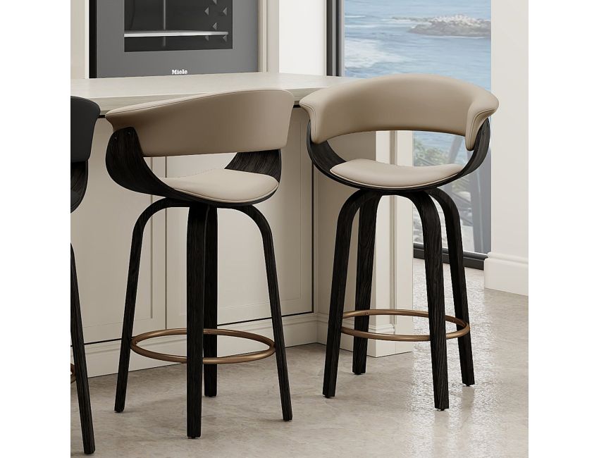 Holt 26" Counter Stool with Swivel, set of 2 in Mushroom and Walnut