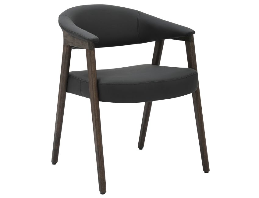 Advik and Bexley rectangular dining table with 6 upholstered chairs in black and dark walnut finish for modern dining rooms