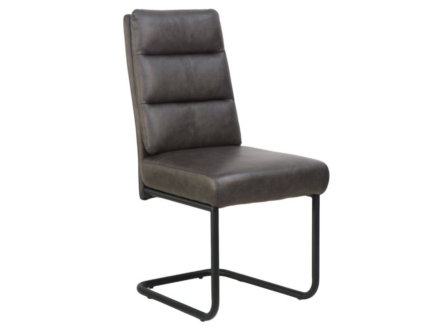 Advik and Brodi 7-piece dining room set with thick walnut table top and contoured charcoal chairs for modern interiors