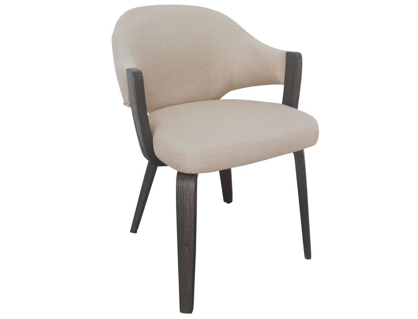 Bazul and Freya 7-piece dining room set with solid mango wood mocha table and stain-resistant toffee performance fabric chairs for modern interiors