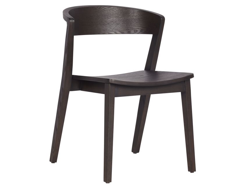 Bazul and Nicco 7-piece dining room set with solid mango wood mocha table and mocha wood chairs with curved back and arms for modern interiors