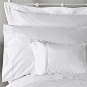 Giovani Percale White Duvet Cover with Bourdon Stitch – 100% Extra-Long Staple Cotton, 2-Ply 250 TC / 500 Strand Count, Italian Fabric | St Genève