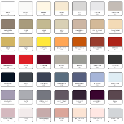 St. Genève Capri Single colour chart showing 90 available sateen colours for custom bedding