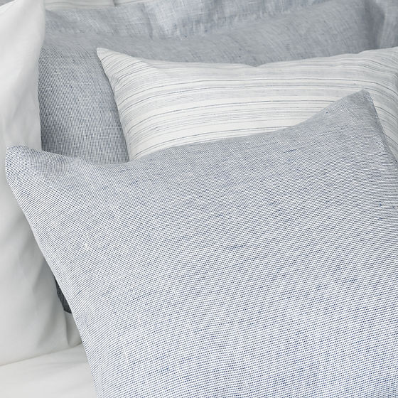 Colette Check Linen Jacquard Duvet Cover French Blue – 100% Linen | St Genève