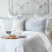 Colette Check Linen Jacquard Duvet Cover French Blue – 100% Linen | St Genève