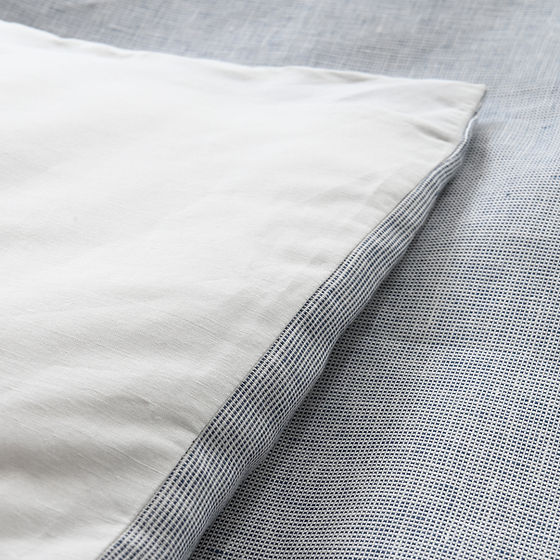 Colette Check Linen Jacquard Duvet Cover French Blue – 100% Linen | St Genève