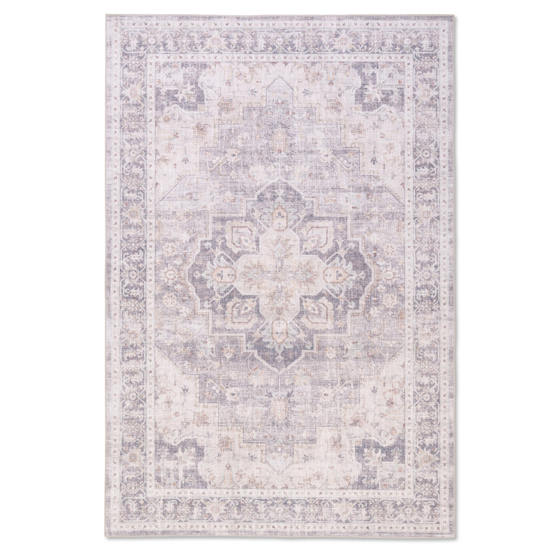 Flaire Premium Non-Slip Washable Rug – Lavender & Grey Geometric Medallion Area Rug