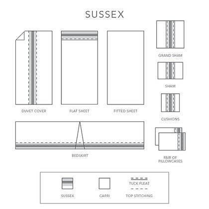 Capri Sussex | Jacquard Border Duvet Cover & Sheets | 300TC Egyptian Cotton | St. Genève