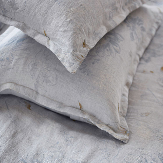 Close-up of Fortuna jacquard linen pattern showing textured weave detail