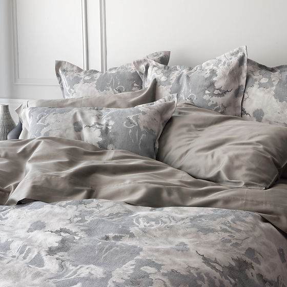 Blossom Jacquard Duvet Cover – Moonlight – Giza Egyptian Cotton, Linen & Silk Blend |By St Genève