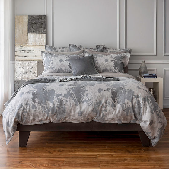 Blossom Jacquard Duvet Cover – Moonlight – Giza Egyptian Cotton, Linen & Silk Blend |By St Genève