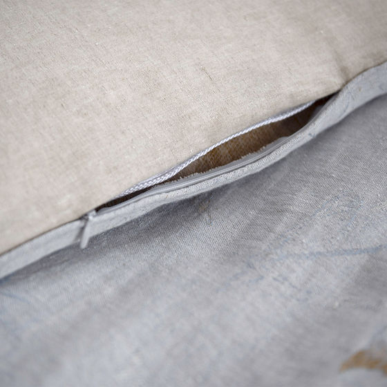 Fortuna linen duvet cover styled on bed with matching shams - St Genève bedding