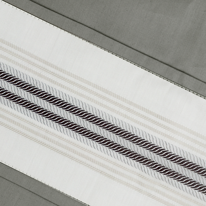 St. Genève Capri Sussex Jacquard Border duvet cover in Stone — 100% Egyptian long-staple cotton, 300TC, sewn in Canada
