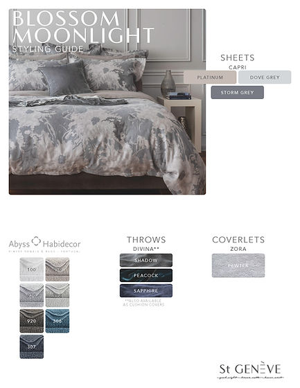 Blossom Jacquard Duvet Cover – Moonlight – Giza Egyptian Cotton, Linen & Silk Blend |By St Genève