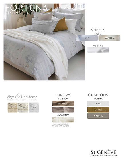 Fortuna 100% linen duvet cover showing powdered blue and ochre color palette