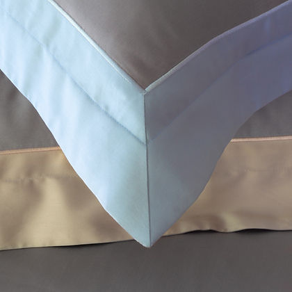 Capri Cambridge Sateen bedding set by St. Genève — duvet cover with 5.25" contrast band, flat sheet, and shams
