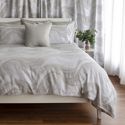 Lyric Jacquard Duvet Cover folded – St. Genève cotton linen blend luxury bedding