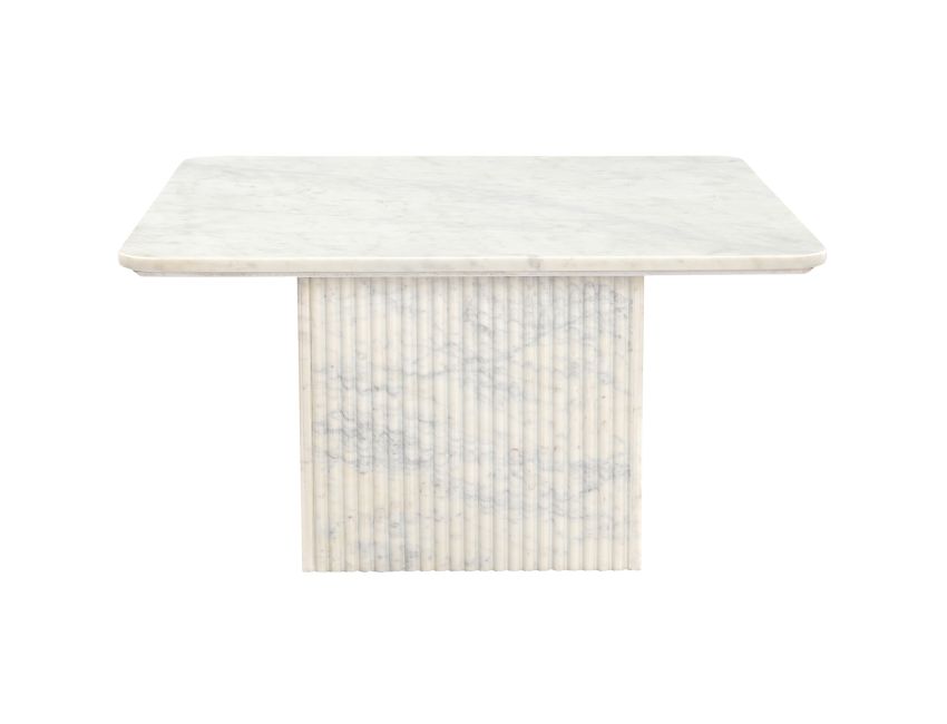 Top view of Roland square white marble table top 31x31 inch natural stone surface