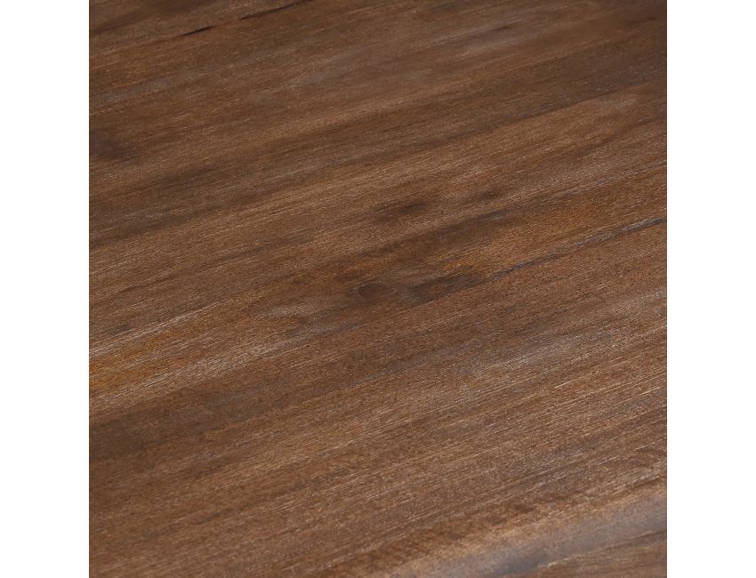 Zaloa organic freeform dark walnut coffee table angled view showing solid mango wood top and thick post leg construction