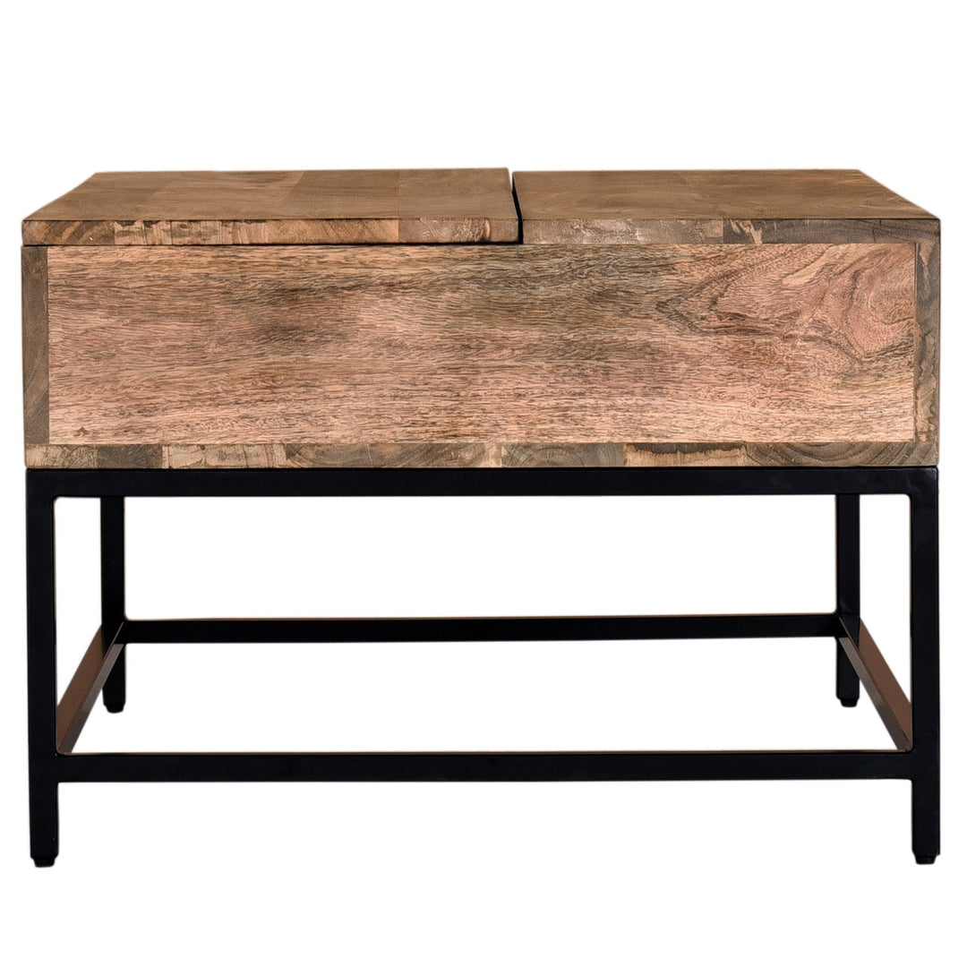 Ojas Lift-Top Coffee Table in Natural Burnt and Black