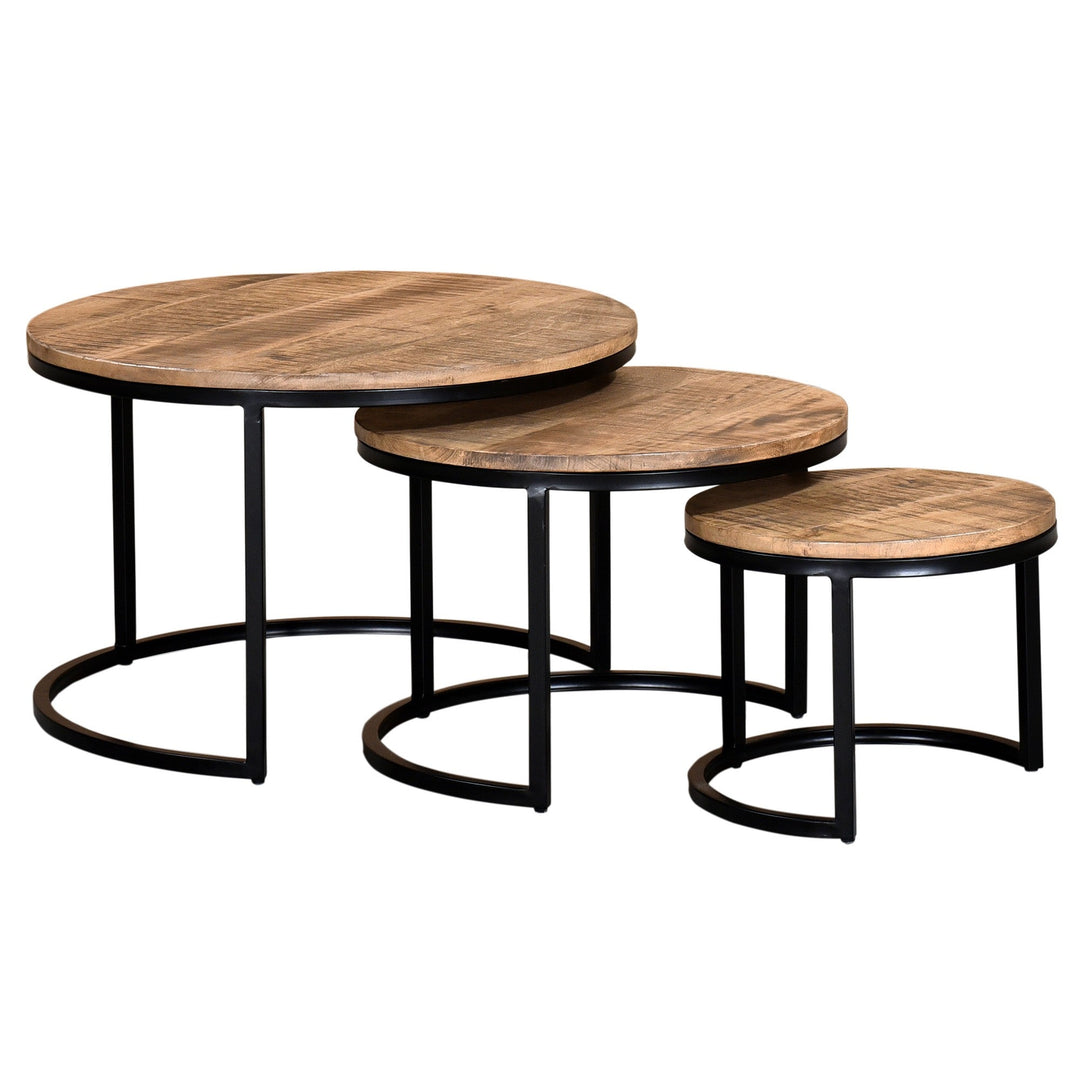 Darsh 3pc Coffee Table Set in Washed Grey and Black