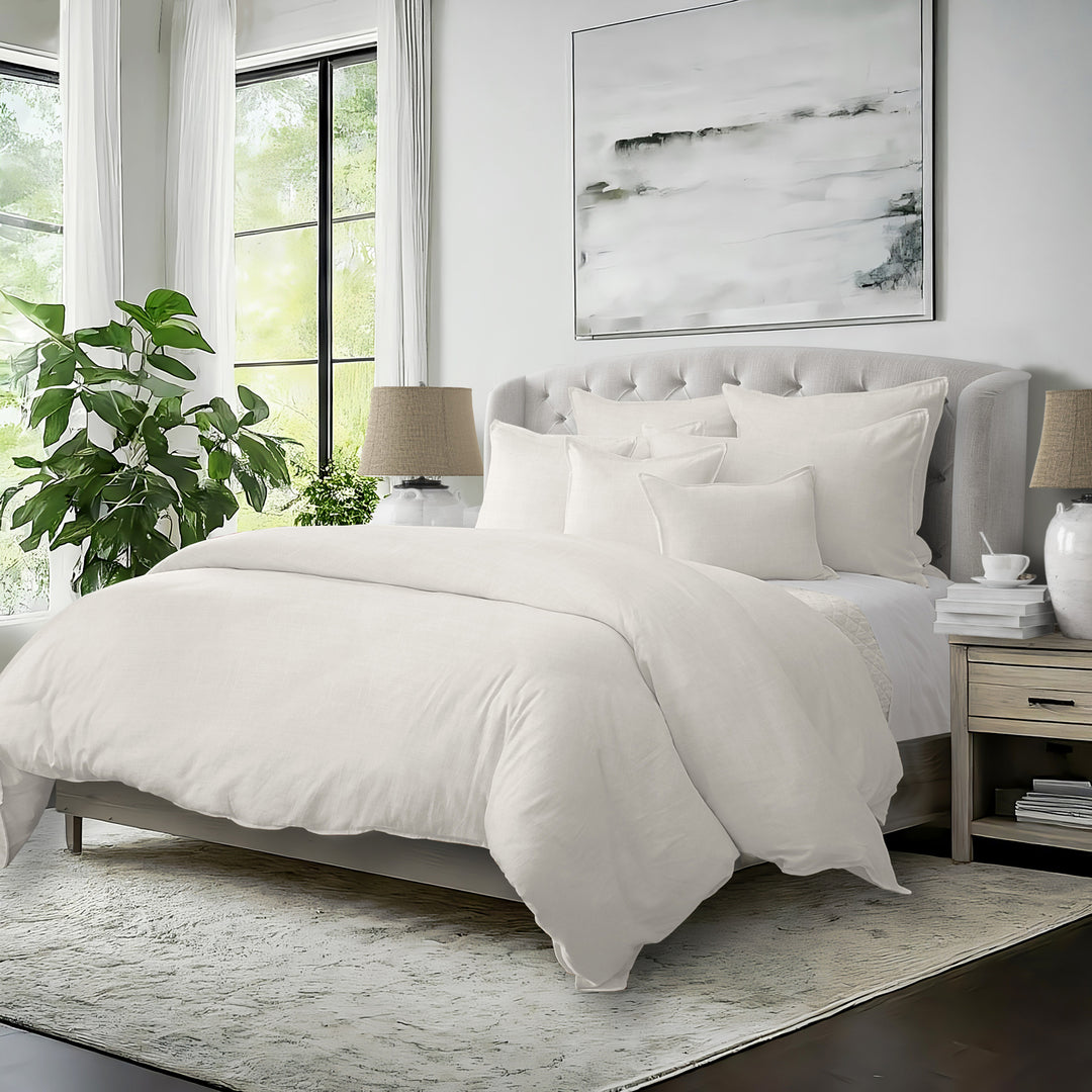 Elsie luxury bedding set styled in serene bedroom setting - Made in Canada