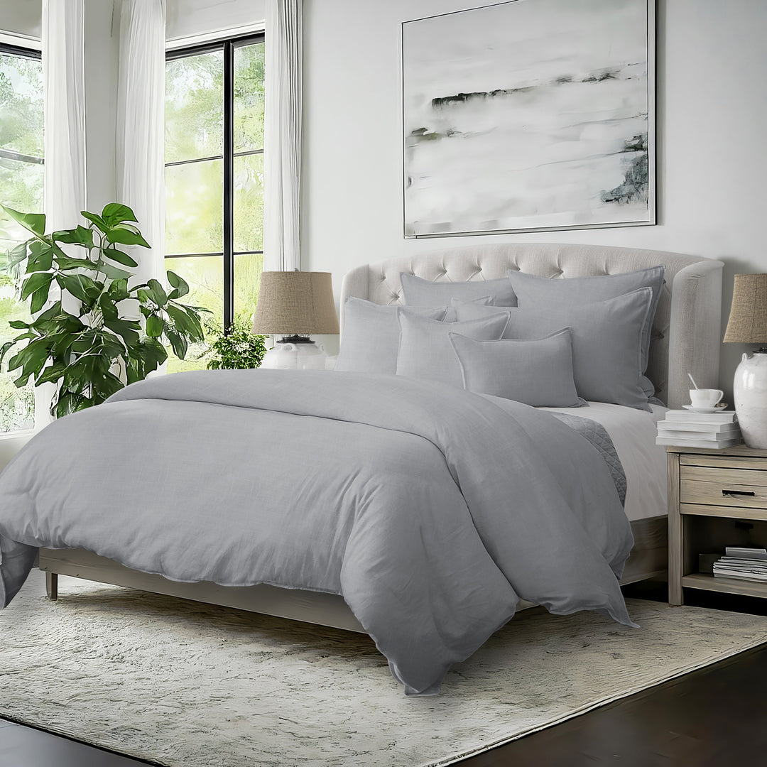 Elsie euro shams featuring cotton slub with decorative trim detail