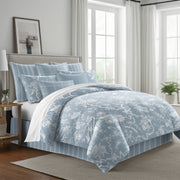 Elwood duvet cover set with lush tree canopy pattern in soothing hues, handcrafted in Canada with cotton twill