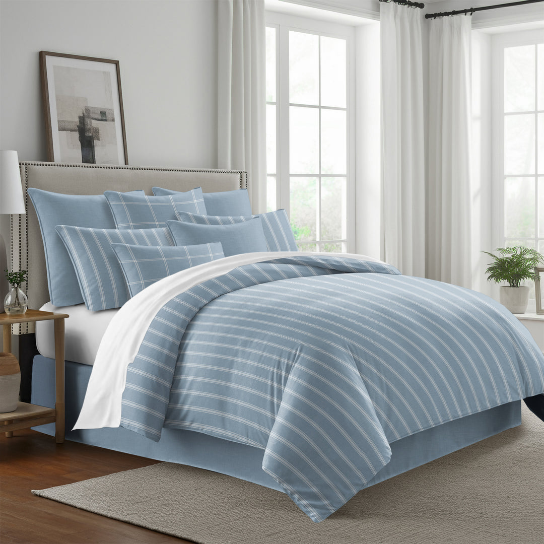 Shay broad ticking stripe duvet cover set with oversized stripes, handcrafted in Canada with cotton twill