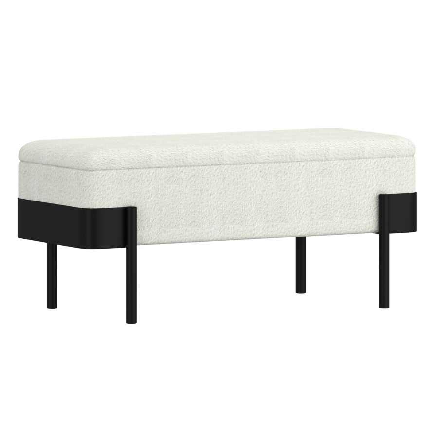 Odell Storage Bench in Ivory & Black