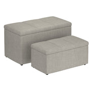 Levi 2pc Rectangular Storage Ottoman Bench Set Light Grey Fabric