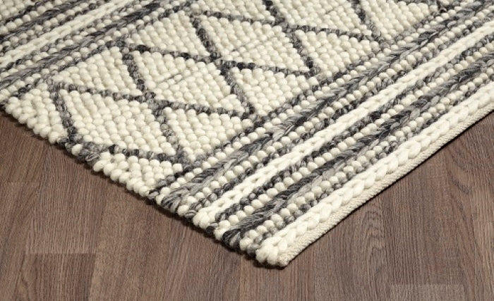 Aspen Hand Knotted Wool Ivory Grey Rug ASP-PL49IVGRY