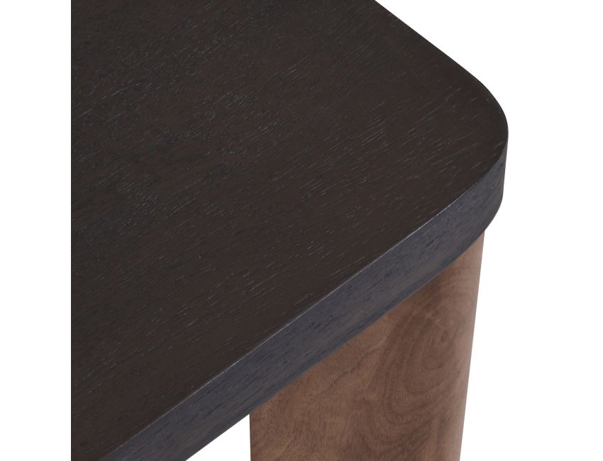 erano square two-tone accent table styled as a bedside table in modern bedroom