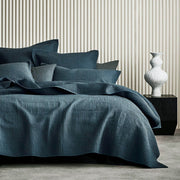 GRID COTTON COVERLET SET INDIGO