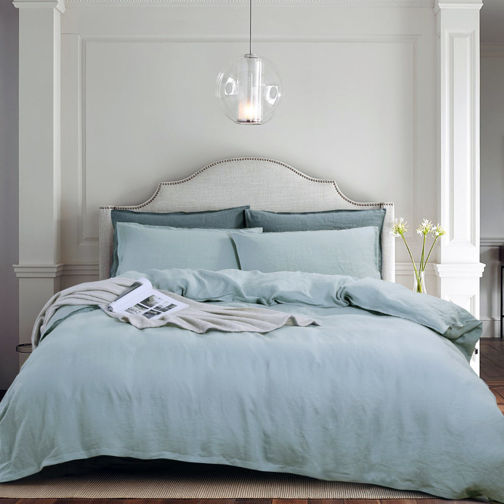 SOFT AQUA LINEN  DUVET COVER SET