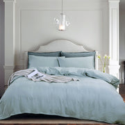 SOFT AQUA LINEN DUVET COVER SET SUPER KING