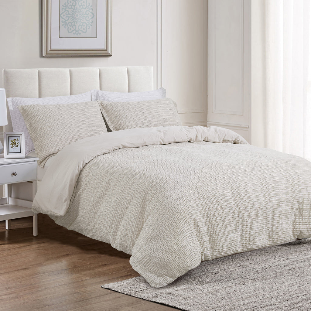 Solene Flax Percale Cotton Duvet Cover Set – 200 TC, Soft & Durable