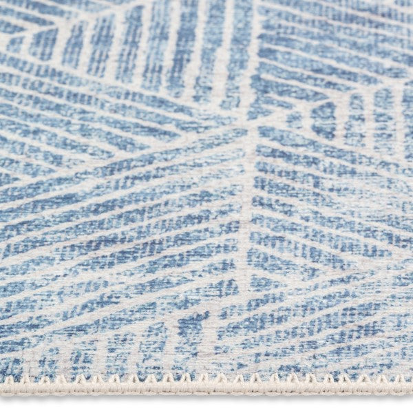 Aura Washable Spill Proof Blue White Area Rug AUR-1060