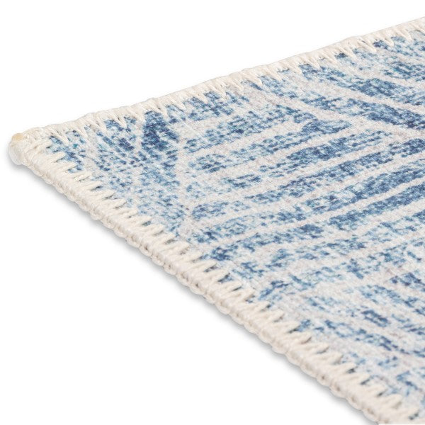 Aura Washable Spill Proof Blue White Area Rug AUR-1060