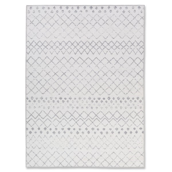 Aura Washable Spill Proof Grey White Area Rug AUR-0166