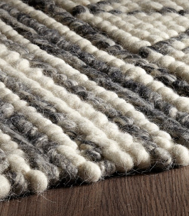 Aspen Hand Knotted Wool Ivory Grey Rug ASP-PL49IVGRY