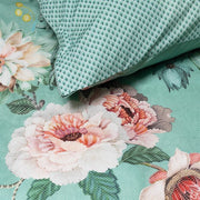 Sage Duvet Cover Set – 100% Percale Cotton, Peonies Bouquet Print