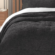 Barbara Charcoal grey Textured Quilt– 100% Polyester Velvet